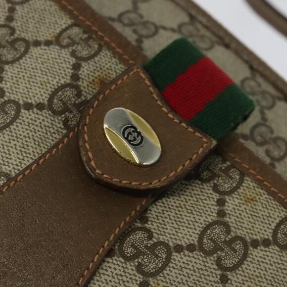 GUCCI GG Supreme Web Sherry Line Bag Pvc Brown Gold 89 02 032 - Picture 14 of 16